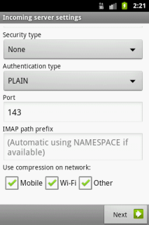 Account Setup Step3 Imap Incoming Server 2